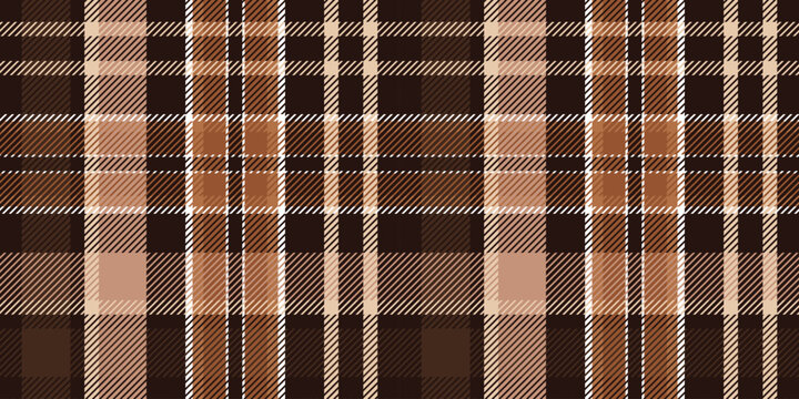 Scottish tartan in shades of coffee and chocolate for fall fashion and textile design