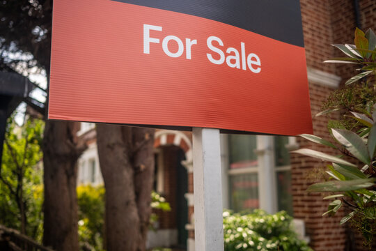 LONDON - for sale estate agent sign on residential street
