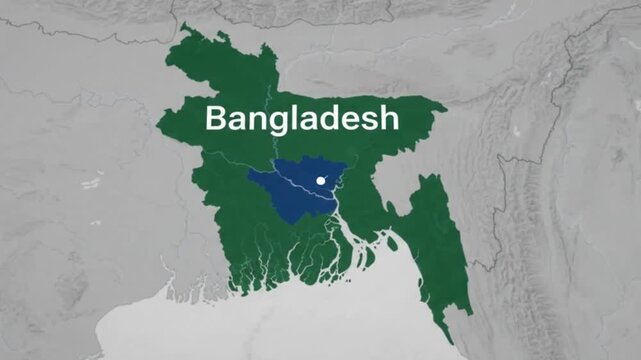 Map of bangladesh highlighting dhaka region a digital illustration