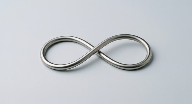 Steel straw bent into an infinity loop circular economy zero waste