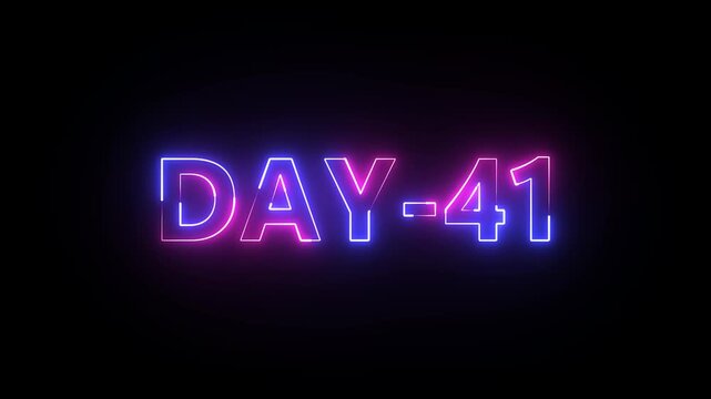 Glowing neon text day 41. Neon text animation videos on black background