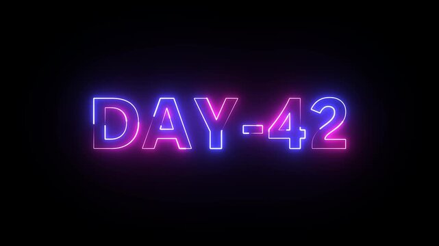 Glowing neon text day 42. Neon text animation videos on black background
