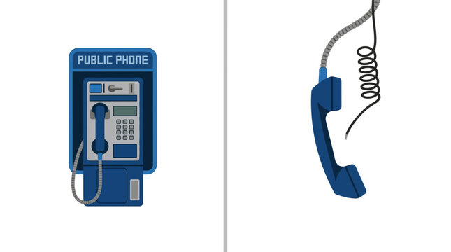 Public payphone illustration and broken handset representing disconnected communication