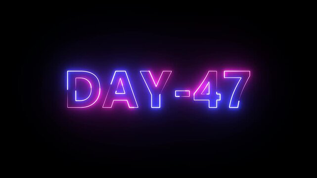 Glowing neon text day 47. Neon text animation videos on black background
