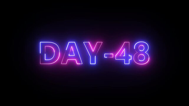 Glowing neon text day 48. Neon text animation videos on black background