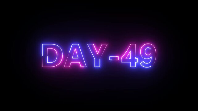 Glowing neon text day 49. Neon text animation videos on black background