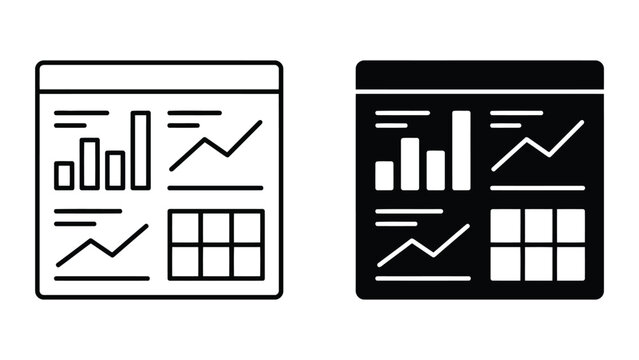 Data dashboard analytics icon set with dashboard analytics business software