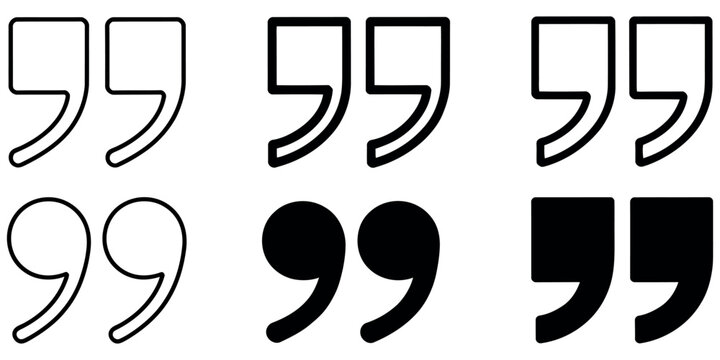 Quotation Mark Icon Collection with Opening and Closing Quote Symbol Variations