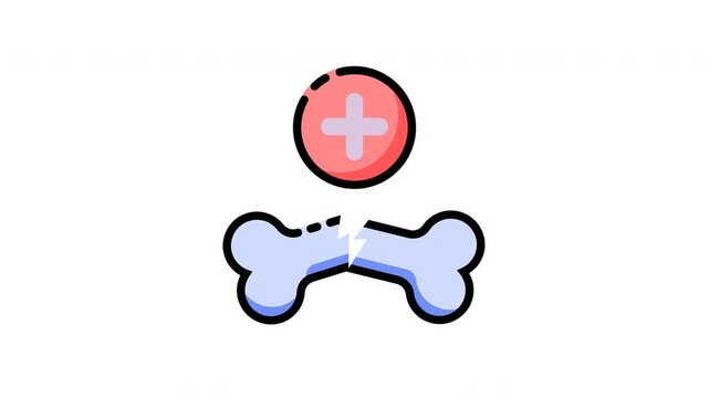 Broken bone icon with medical cross symbol for healthcare and injury concept.