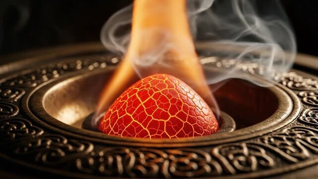 Mystical Orb - A Close-Up of a Glowing Sphere in a Ritualistic Setting.