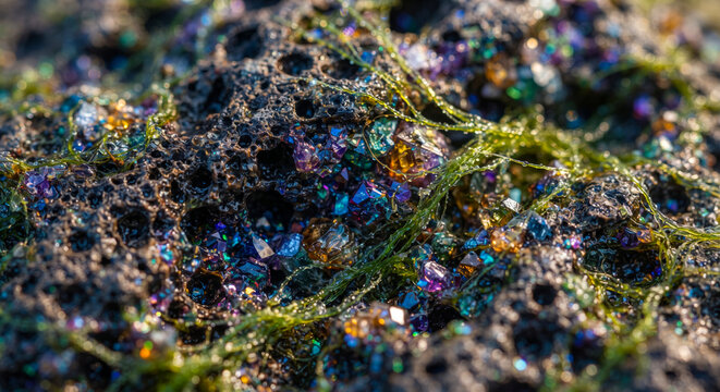 Carbon Mineralization Inspired Textures and Microscopic Geological Patterns.