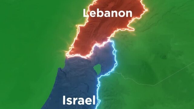 Map showing lebanon and border division a digital illustration