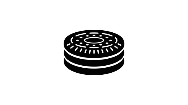 Sandwich cookie with cream filling silhouette icon.