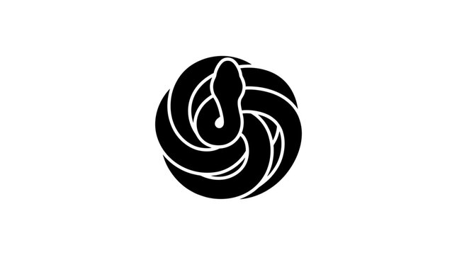 Spiral coiled snake silhouette in a circular form.
