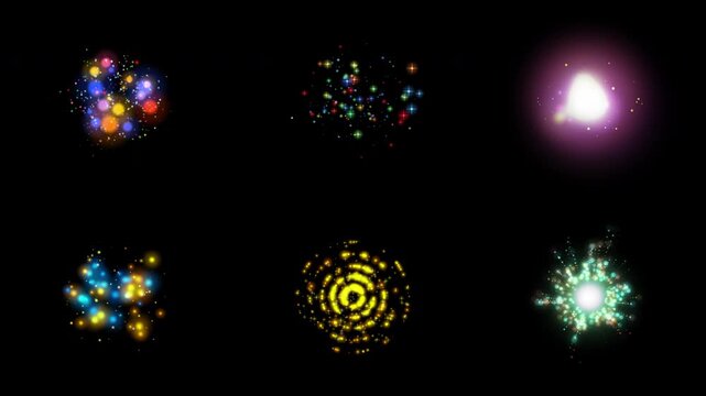 Colorful Magic Particle Spray Loop - 6 Clips in Transparent Background 