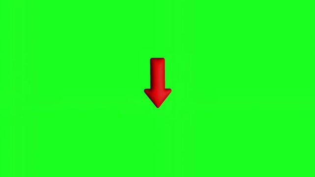 A large red arrow pointing downwards on a green background, indicating direction or movement
