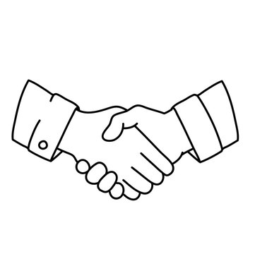 Hand drawn cute scout hands shaking deal greeting icon doodle vector pramuka school boy uniform friendship simple line outline graphic
