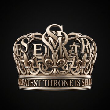 Royal golden crown illustration greatest throne is self mastery quote