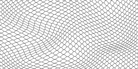 Fishing or soccer net. Repeated hexagon pattern. Black wired mesh texture isolated on white background. Metallic or fabric fence, cage or lattice structure. Vector graphic Illustration. © Mohammad