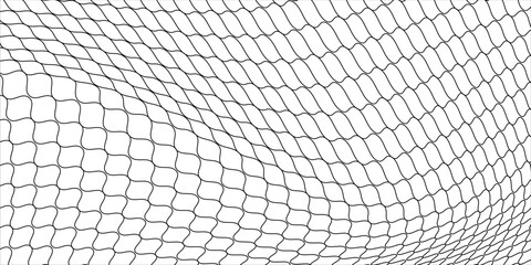 Fishing or soccer net. Repeated hexagon pattern. Black wired mesh texture isolated on white background. Metallic or fabric fence, cage or lattice structure. Vector graphic Illustration. © Mohammad