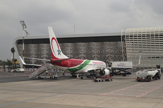 Royal Air Maroc Boeing 737-800 aircraft parked on the apron at Marrakech Menara Airport in Marrakech, Morocco, on April 29, 2026