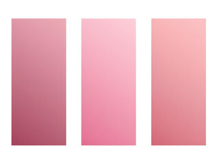 Fototapeta premium Three vertical pink gradient banners set on transparent background for digital advertising.