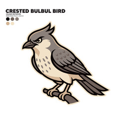 Fototapeta premium ANGRY CRESTED BULBUL BIRD MASCOT CARTOON VECTOR ILLUSTRATION