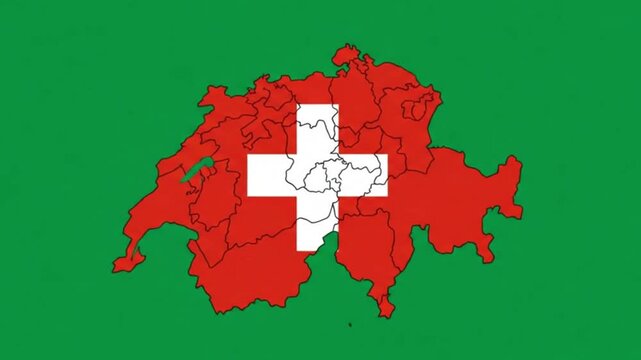 Switzerland map integrated with swiss national flag concept