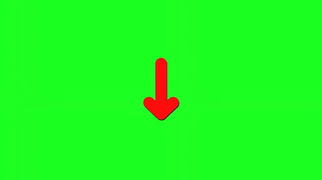 A large red arrow pointing downwards on a green background, indicating direction or movement
