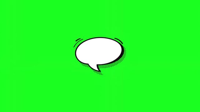 A white speech bubble on a bright green background for dialogue or text, illustration for communication or conversation