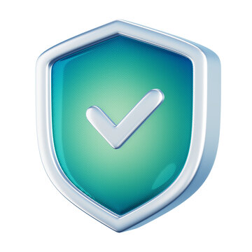 Shield icon with checkmark. Cyber security symbol.