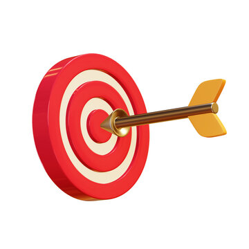 Bullseye target hit by arrow. Precision accuracy concept.