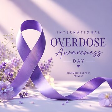 International overdose awareness day purple ribbon