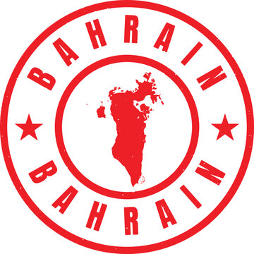 BAHRAIN Circle Rubber Stamp with Name and Map Vector