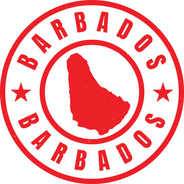 BARBADOS Circle Rubber Stamp with Name and Map Vector
