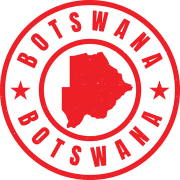 BOTSWANA Circle Rubber Stamp with Name and Map Vector