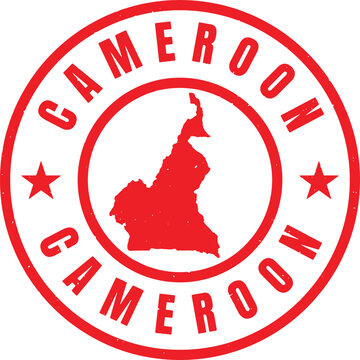 CAMEROON Circle Rubber Stamp with Name and Map Vector