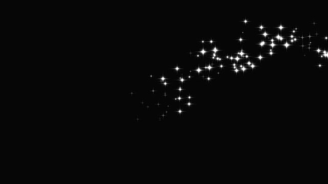 Cartoon twinkle star sparkle animation, glowing glitter trail, white shining particles, magic star burst, doodle sparkle effect, blinking stars, retro glow, fantasy light, black background