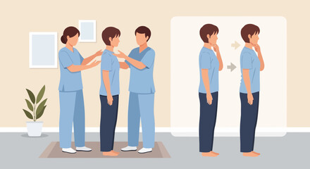 Obraz premium Physical Therapy Patient Undergoing Posture Correction