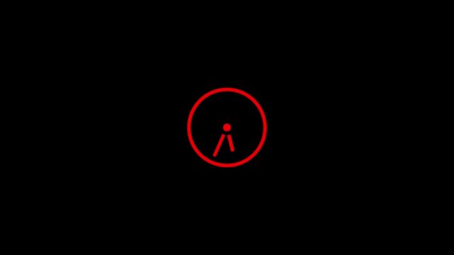 Minimalist glowing red London Eye Ferris wheel vector icon on a black background