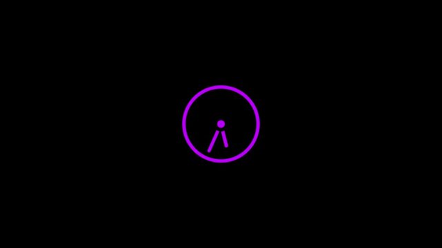 Minimalist glowing neon purple London Eye Ferris wheel vector icon on a black background