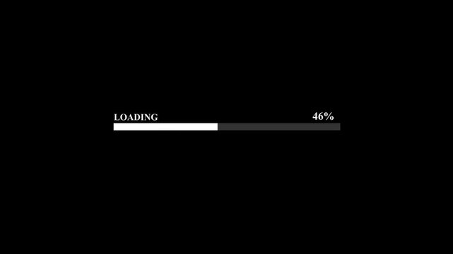 Loading progress bar animation from 0 to 100 with transparent background, White Round Loading bar, download bar progress, animated loading screen .
4k.