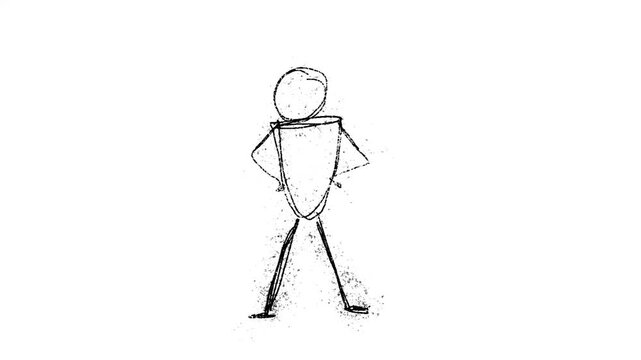 doodle hand drawn stick figure waiting pose with hands on hips on white background animation video