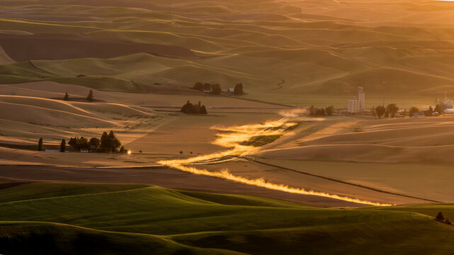 Afterglow over the Palouse viewed from Steptoe Butte in Washington, USA