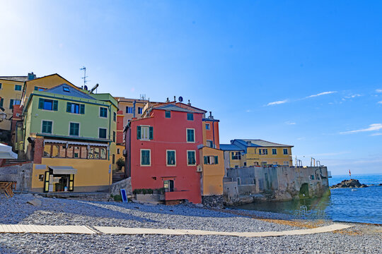 Boccadasse beach at dawn.