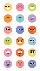 Fototapeta premium Colorful emoticon faces display emotions element vector set