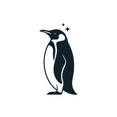 Obraz premium Minimalist penguin illustration with sparkling stars