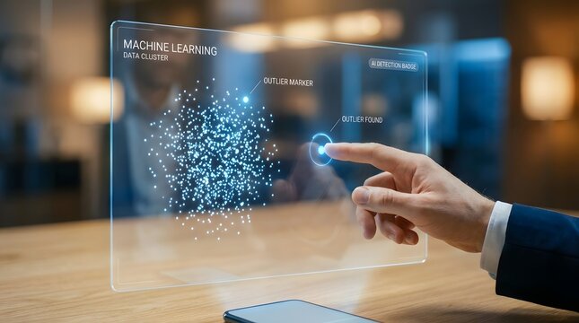 Machine learning data analysis visualization with outlier detection interface