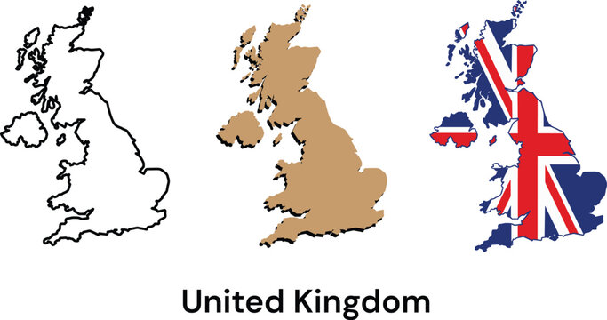 map of united kingdom, 
United Kingdom country border map outline and silhouette vector graphic isolated 
image decal