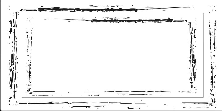 Abstract double black grunge frame borders on white background. Vector illustration of distressed ink brush stroke rectangular templates with empty copy space for text or design.